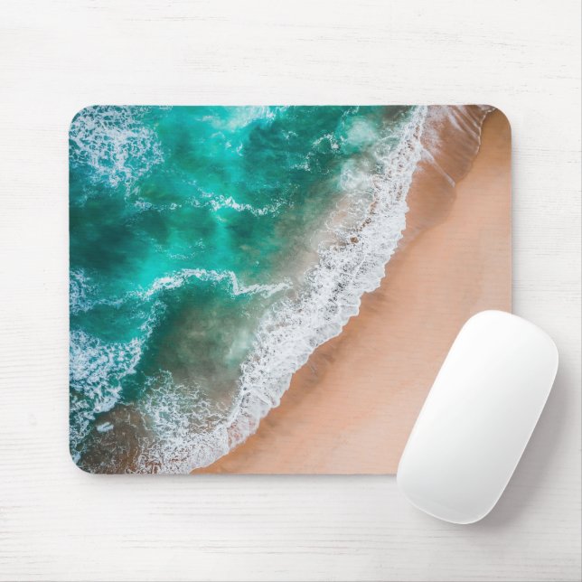 Tapis De Souris Vagues sur la plage de sable (Avec souris)