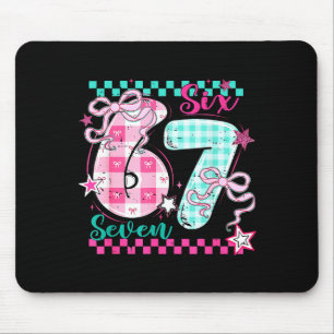 Tapis De Souris Valentine à carreaux rétro Six Sept Mème 67 Viral 