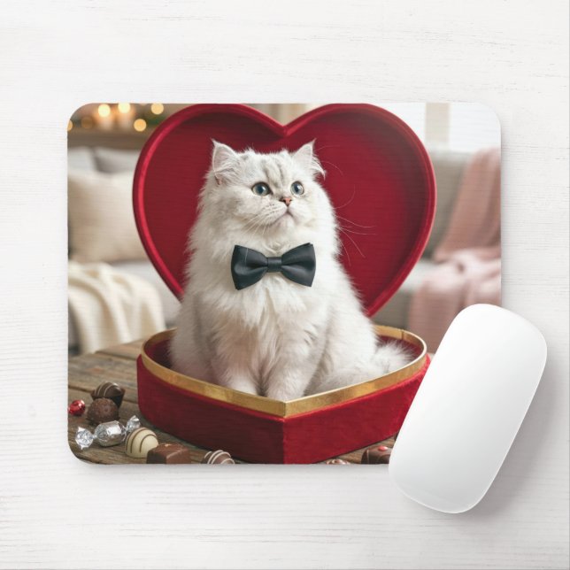 Tapis De Souris Valentine Persian Cat In Candy Box (Avec souris)