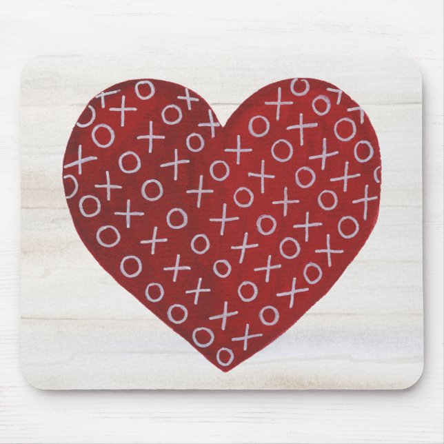 Tapis De Souris Valentine rustique | étreint et embrasse le coeur (Devant)
