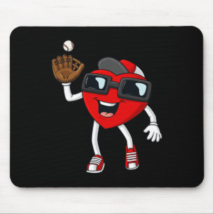 Tapis De Souris Valentines Jour Coeur Attraper Un Baseball Fun Boy