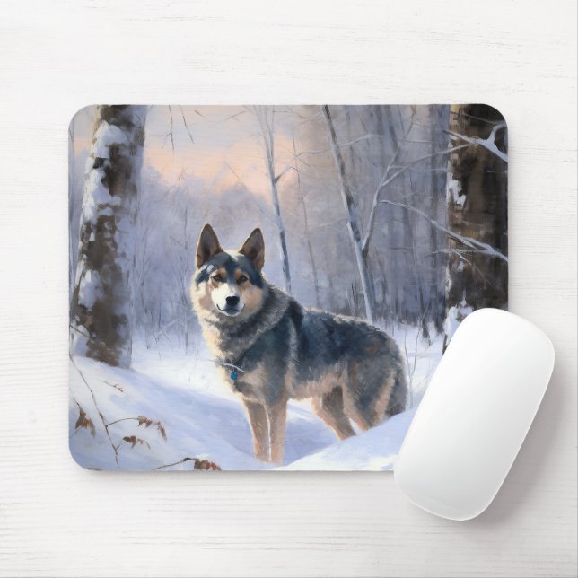 Tapis De Souris Vallhund suédois Laisser neiger Noël (Avec souris)