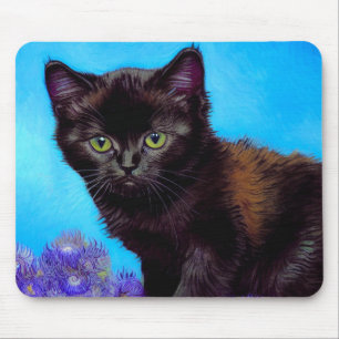 Tapis De Souris Van Gogh Chat et fleurs