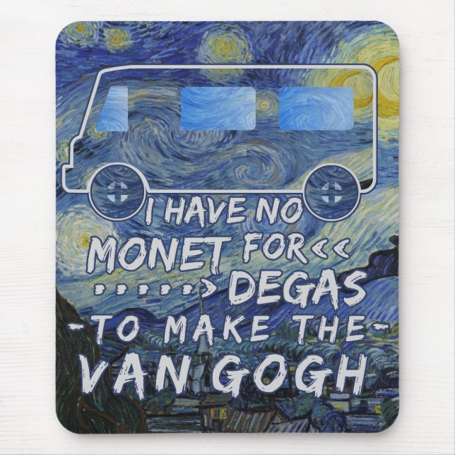Tapis De Souris Van Gogh Monet dégazent la nuit étoilée de (Devant)