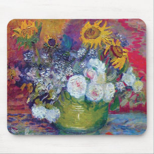 Tapis De Souris Van Gogh - Nature morte avec roses et tournesols