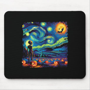 Tapis De Souris Van Gogh Starry Alien de nuit Homme Halloween Pum 