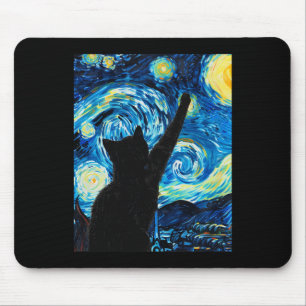 Tapis De Souris Van Gogh Starry Amoureux des chats de nuit Kitten