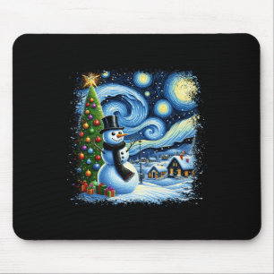 Tapis De Souris Van Gogh Starry Nuit de Noël Snowman Snowman Nigh