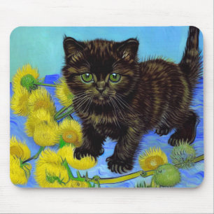 Tapis De Souris Van Gogh Style Chat avec tournesol