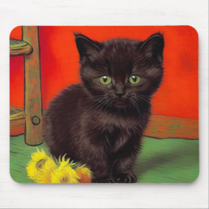 Tapis De Souris Van Gogh Style Chat noir