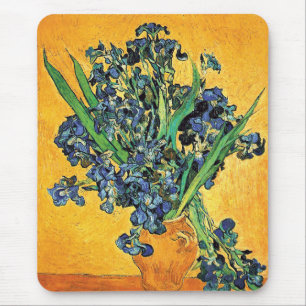 Tapis De Souris Van Gogh - Vase avec iris Fond jaune
