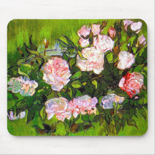 Tapis De Souris Van Gogh Vie morte avec des roses roses roses