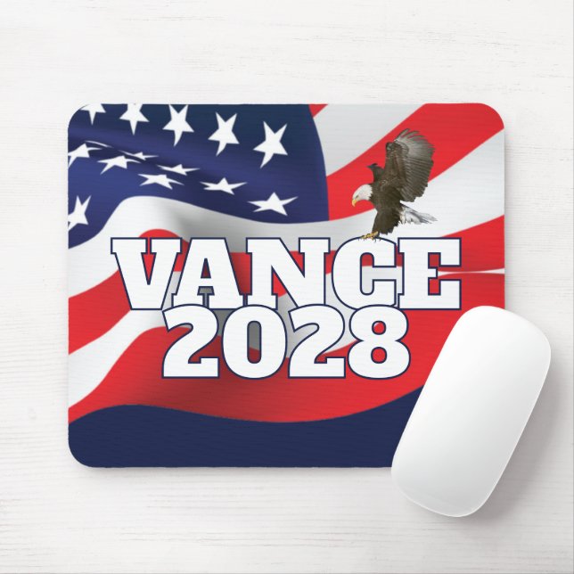 Tapis De Souris Vance 2028 Text With Flag and Bald Eagle (Avec souris)