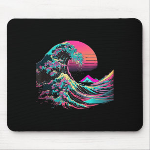 Tapis De Souris Vaperwave Glitch esthétique Great Wave Retrowave S