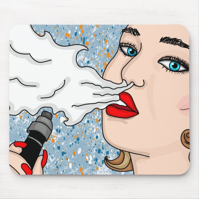 Tapis De Souris Vaping Lady main dessinée Pop Art style rétro (Devant)