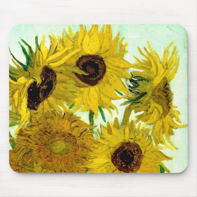 Tapis De Souris Vase avec douze tournesols, beaux-arts de Van Gogh (Devant)