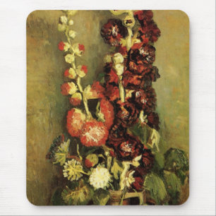 Tapis De Souris Vase avec Hollyhocks par Vincent van Gogh