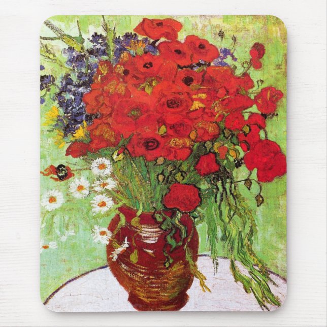 Tapis De Souris Vase avec marguerites et pavois, Van Gogh (Devant)