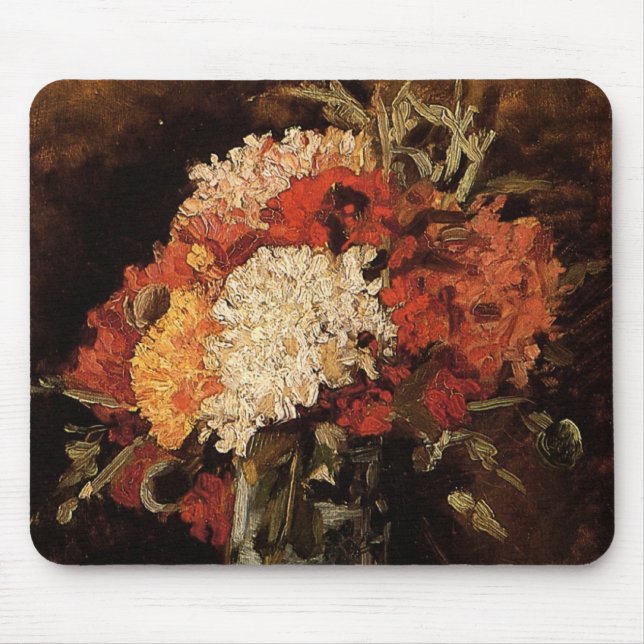 Tapis De Souris Vase avec oeillets par Vincent van Gogh (Devant)