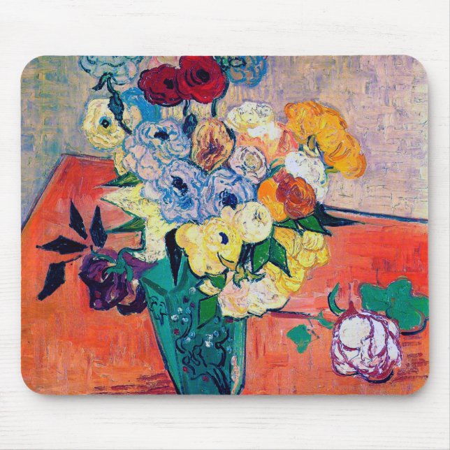 Tapis De Souris Vase avec Roses et Anémones, Van Gogh (Devant)