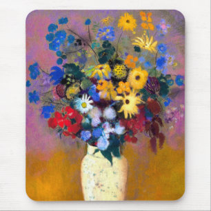Tapis De Souris Vase blanc avec fleurs Odilon Redon