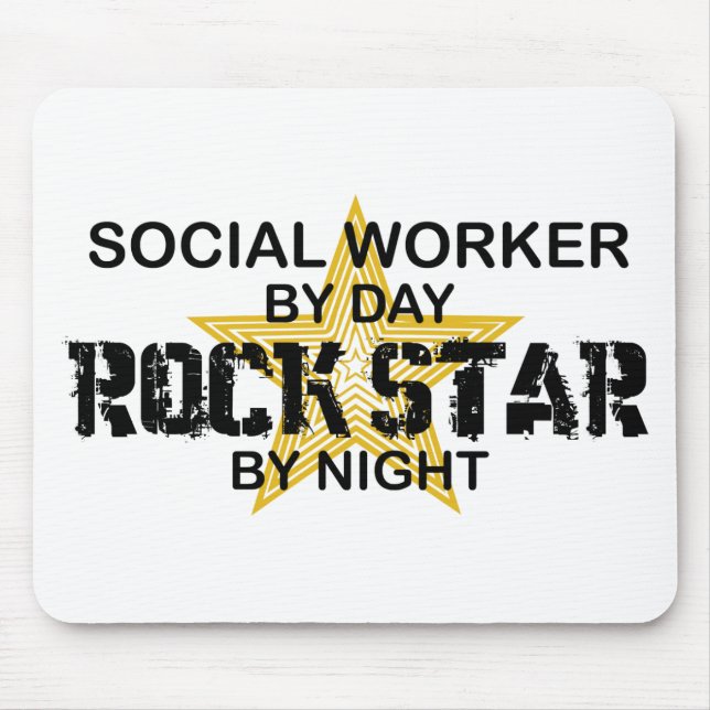 Tapis De Souris Vedette du rock d'assistant social par nuit (Devant)