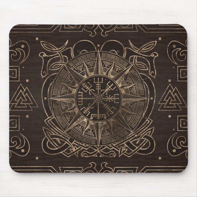 Tapis De Souris Végétarienne - Ornement de boussole viking (Devant)