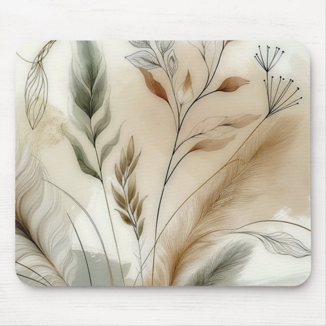 Tapis De Souris Végétation agitée Mariage botanique moderne (Devant)