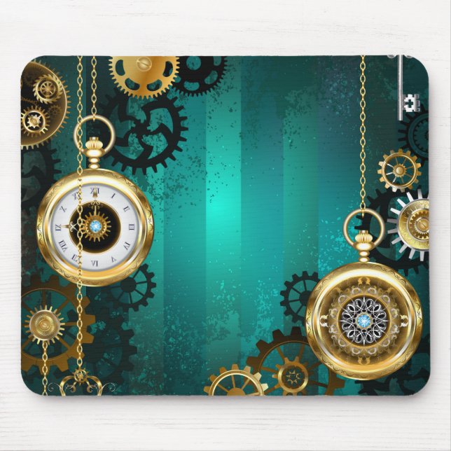 Tapis De Souris Veille bijoux Steampunk sur un Arrière - plan vert (Devant)
