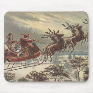 Tapis De Souris Veille de Noël vintage Santa Claus victorien traîn