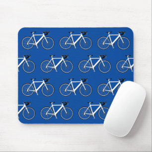 Tapis De Souris Vélo Blanc Sur Plaquette Souris Bleue