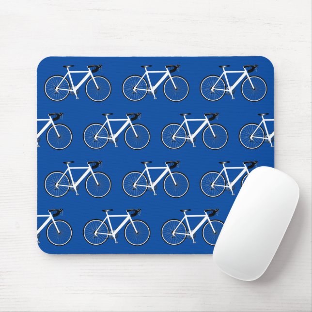 Tapis De Souris Vélo Blanc Sur Plaquette Souris Bleue (Avec souris)
