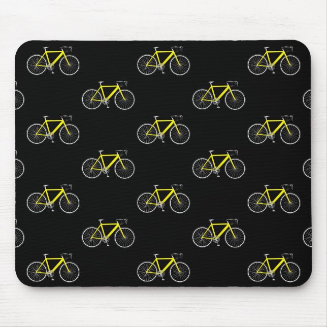 Tapis De Souris vélo jaune sur noir (Devant)