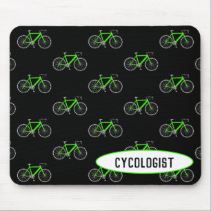 Tapis De Souris vélo vert cycologue sur noir