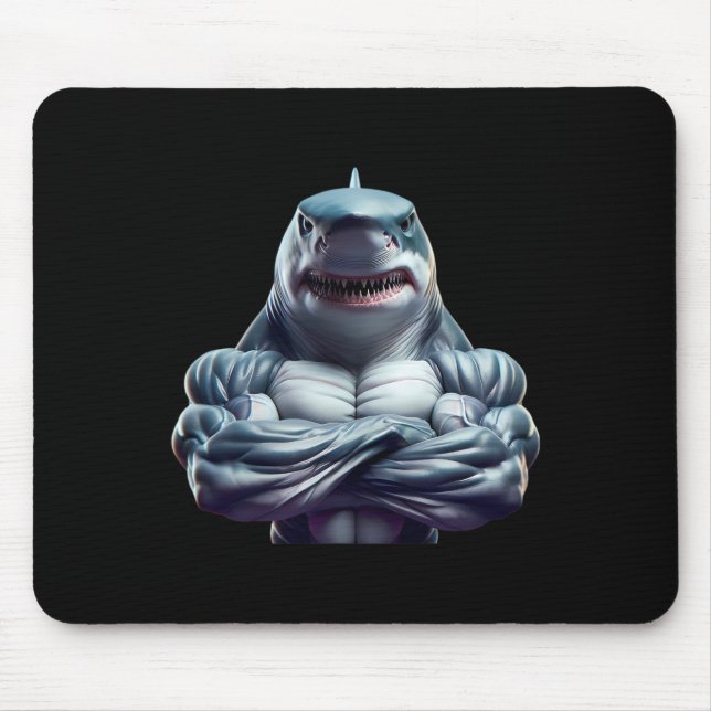 Tapis De Souris Ventilateur de requin Flexing Bodybuilding Cool Sa (Devant)