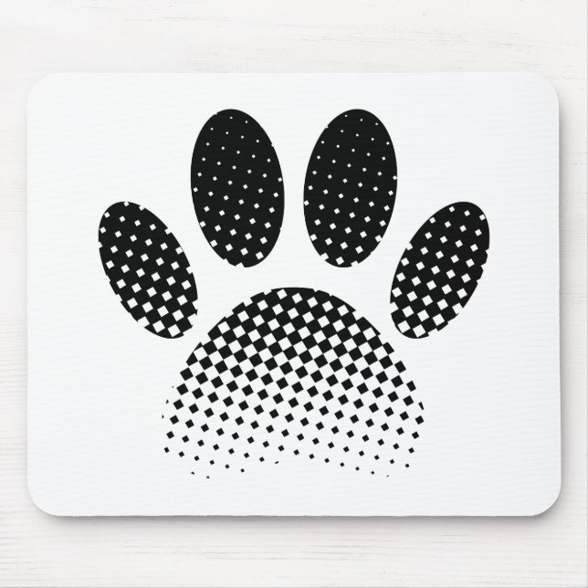 Tapis De Souris Vérifier l'Empreinte de patte Motif à demi-teinte (Devant)