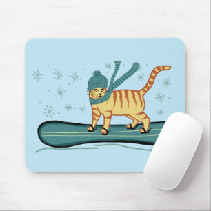 Tapis De Souris VÉRIFIER MEOWT Snowboard Cat