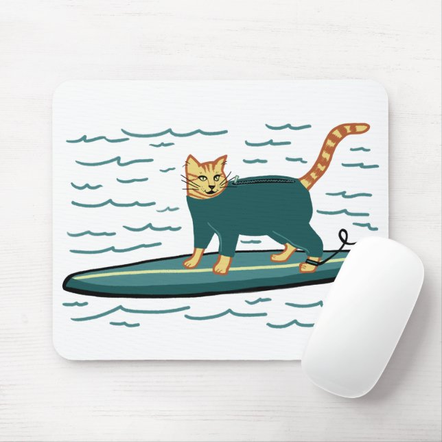 Tapis De Souris VÉRIFIER MEOWT Surfing Cat (Avec souris)