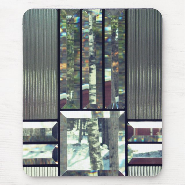 Tapis De Souris Verre biseauté look gris argent noir (Devant)