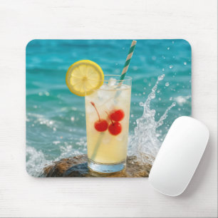 Tapis De Souris Verre De Lemonade Sur Ocean Rock