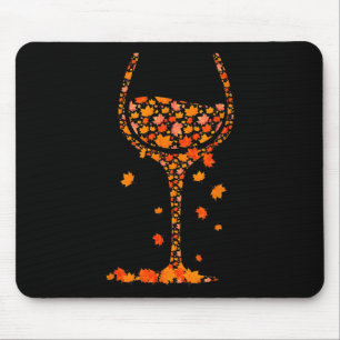 Tapis De Souris Verre De Vin Feuille D'Érable Automne Automne Chau