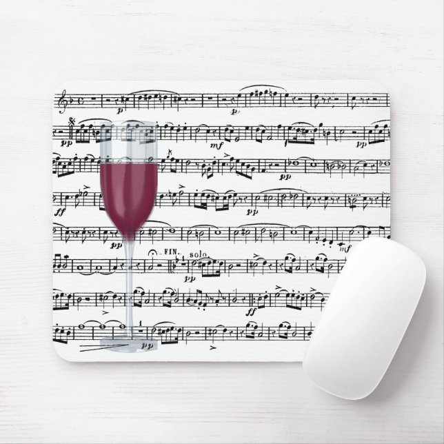 Tapis De Souris Verre De Vin Rouge Sur Musique (Avec souris)