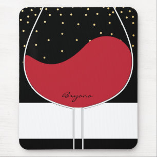 Tapis De Souris Verre rouge Verre or Noir & Blanc Chic Souris Pad
