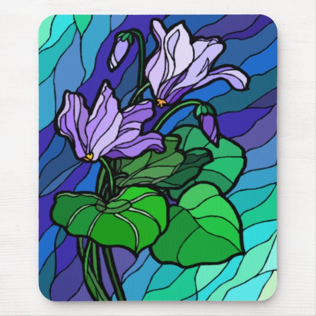 Tapis De Souris Verre Tige Violet Fleur Mousepac (Devant)
