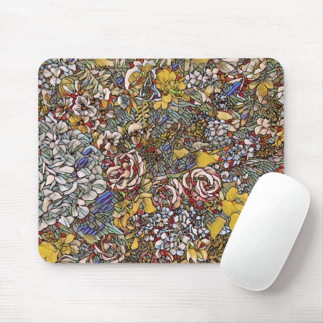 Tapis De Souris Verre verni Botanique Floral (Avec souris)