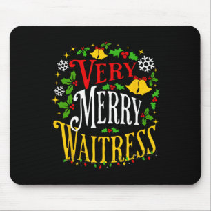 Tapis De Souris Verry Merry Witress Christmas Holiday Server Paja