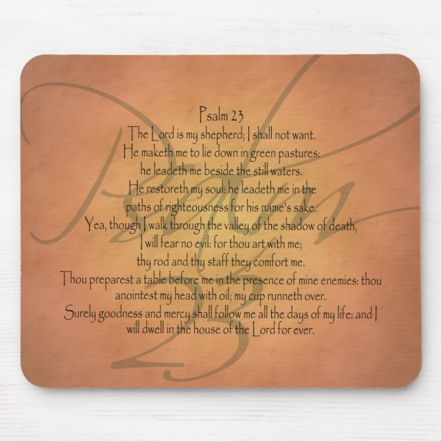 Tapis De Souris Vers chrétien de bible du psaume 23 KJV (Devant)