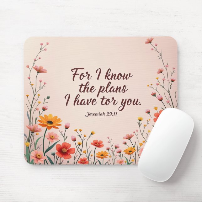 Tapis De Souris Verset biblique inspirant/Écriture (Avec souris)