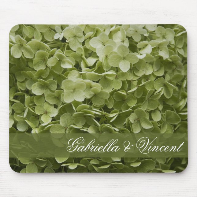 Tapis De Souris Vert Annabelle Hydrangea Mariage Floral (Devant)