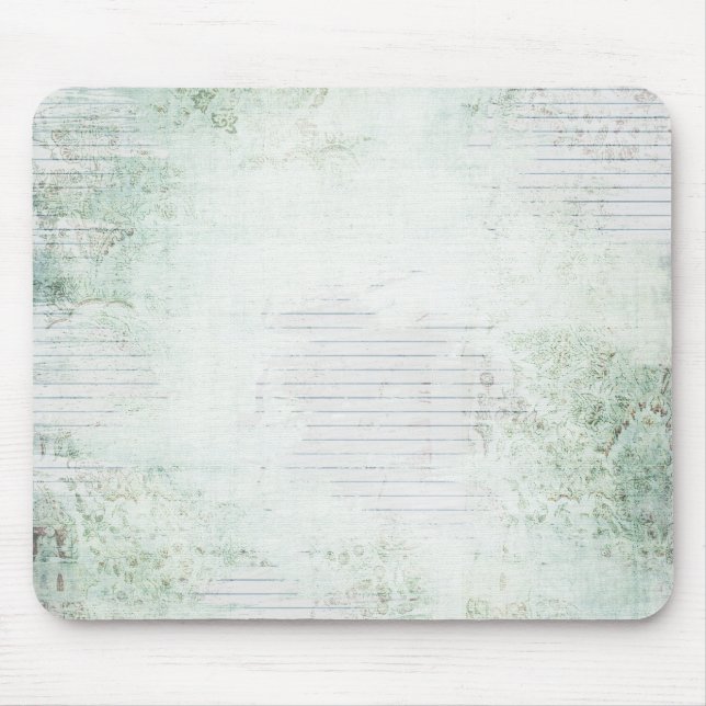 Tapis De Souris Vert de papier de note floral (Devant)